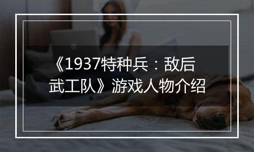 《1937特种兵：敌后武工队》游戏人物介绍