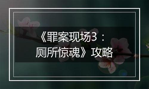 《罪案现场3：厕所惊魂》攻略