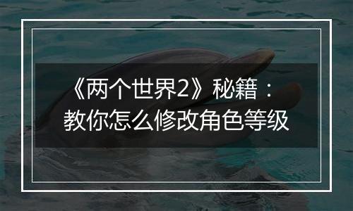 《两个世界2》秘籍：教你怎么修改角色等级