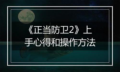 《正当防卫2》上手心得和操作方法